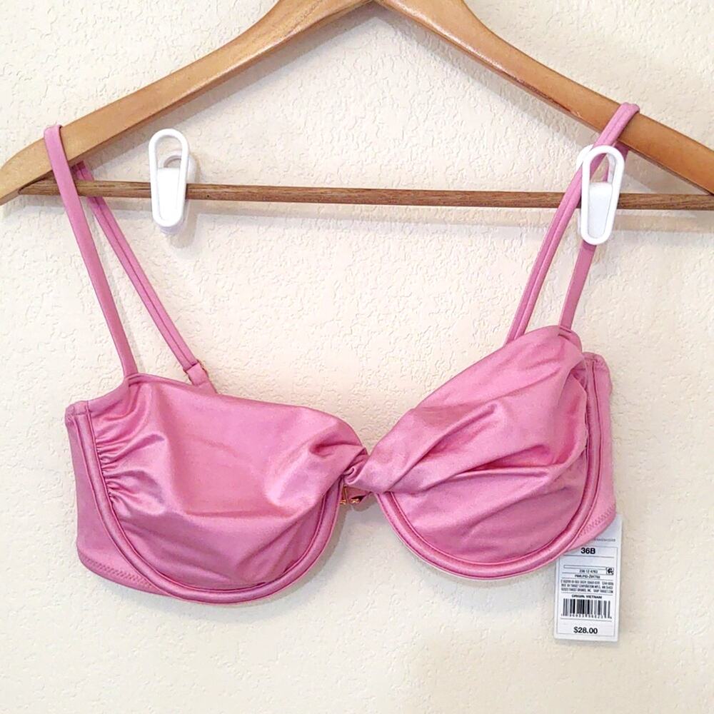 Shade & Shore pink twist bikini swim top NEW